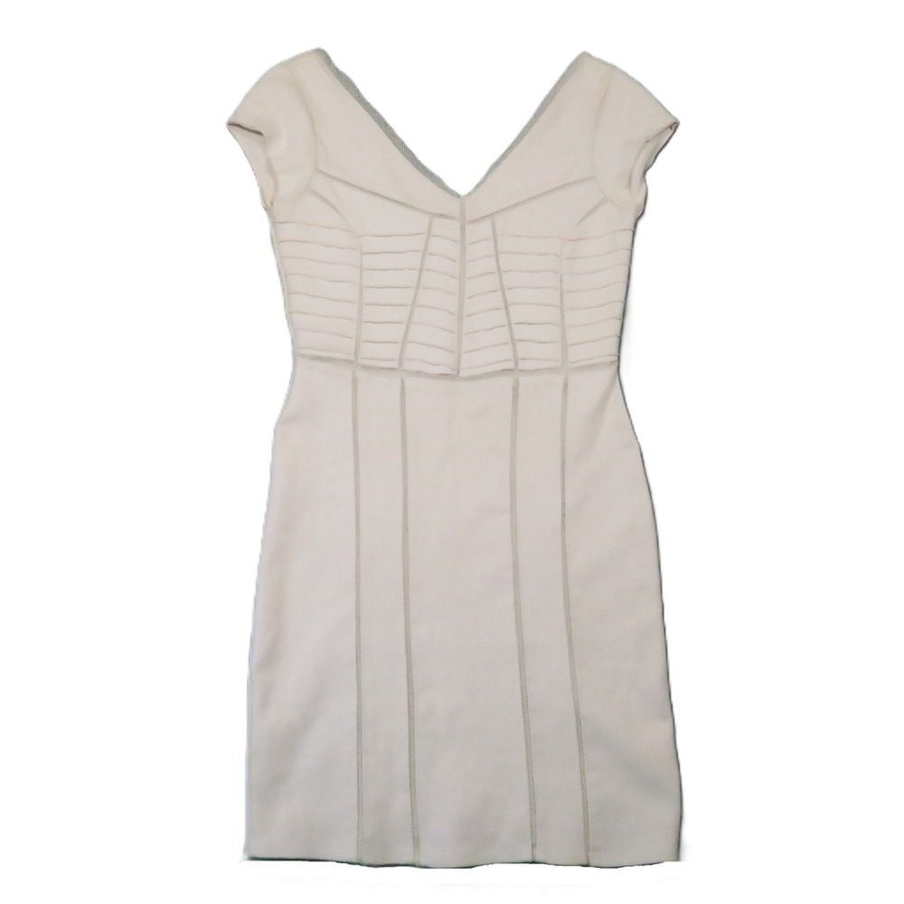 Free People Mini Bodycon Perforated Dress XS Beige Cap Sleeve Sexy Date Clubwear